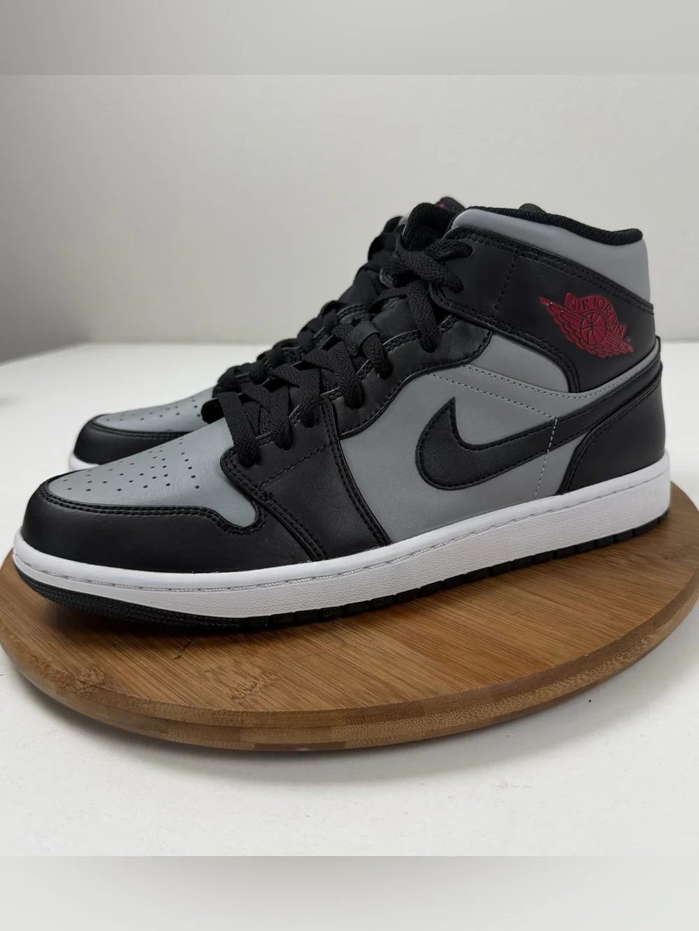 Jordan Mid-Top Sneakers - Black/Gray with Red Accent